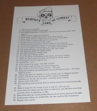 Murphy’s Laws of Combat Poster Stampa 12x18 Bianco e Nero Esercito Militare