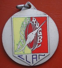 MEDAGLIA ARGENTATA SMALTI "MESSINA RUGBY CLAN" PALLA OVALE FOOTBALL AMERICANO #3