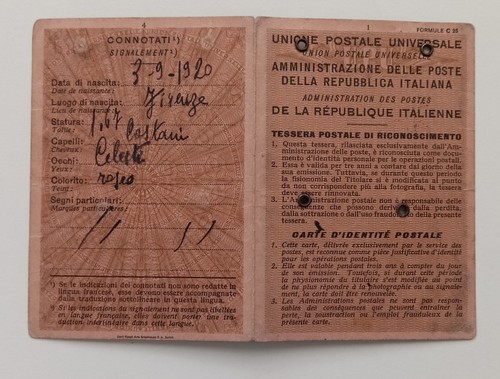 Carta identità postale - carta, d'identità
