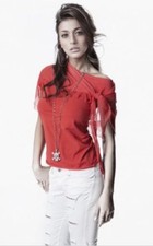 DENNY ROSE MAGLIA t-shirt art. 4775 ROSSA,BLU o VERDE scialle seta