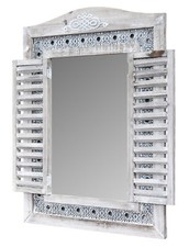 Specchio parete specchio finestra h73 cm legno grigio shabby chic vintage decorazione parete