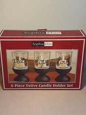 Sophia Elan Home Votive Set 6 Pezzi Portacandele Nero Pace Speranza Amore.