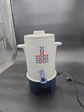 Raro percolatore caffè 20 tazze vintage anni 70 Regal Ware Poly Perk rosso bianco blu