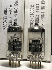 Amperex Usa 7308 E188CC ECC88 E88CC 6922 Gold Pin PQ Logo 1961 Rare.Matched Pair