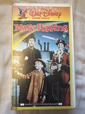 Mary Poppins 1964 First Disney VHS Home Video Small Box Rental Yellow 1986 Retro