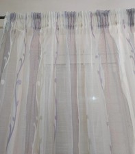 Tenda per Interni semitrasparente con righe bianche,viola e beige usata
