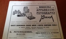 Pubblicità Binocoli Apparecchi Fotografici Busch (1929)