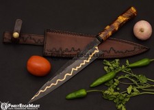 Coltello da chef damascato in rame | coltello da cucina fatto a mano | coltello da chef lama in rame