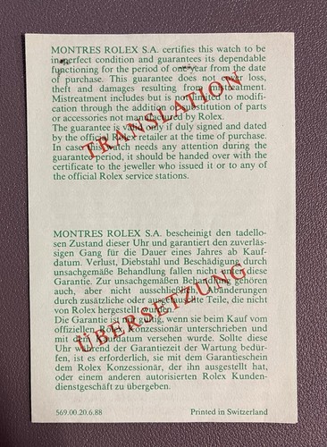Rolex translation leaflet for - leaflet,
