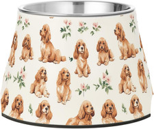 Ciotola Bianca per Cani Cocker Spaniel Con Supporto in Acciaio Inox per Animali 