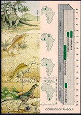 Angola 1994 Animali Preistorici Dinosauri Mappe/Africa Palme m/s MNH