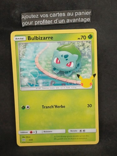 Carte pokémon bulbizarre 25 - carte,