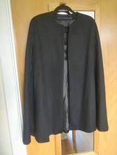 RARO CAPPOTTO PONCHO MANTELLO NERO ZARA ORIGINALE GIACCA 100% LANA TAGLIA MEDIA M NUOVO