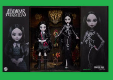 Nuova bambola Monster High Skullector Addams Family confezione da due pezzi spedizione a mano ASAP