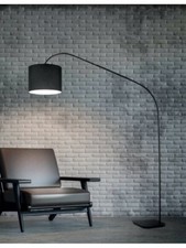 Lampada da terra piantana design moderno arco con paralume nero 