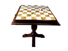 TAVOLO IN LEGNO CON SCACCHIERA IN ONICE 57X57 H63