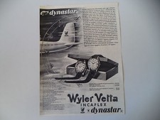 advertising Pubblicità 1958 OROLOGI WYLER VETTA INCAFLEX DYNASTAR