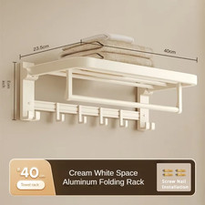 Portasciugamani Gancio Pieghevole Appendiabiti Bianco Alluminio Parete 40-60CM Appendiabiti Sho