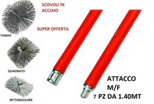 KIT PULIZIA CAMINI MT8,4 6 aste SCOVOLO SPAZZACAMINO CANNE FUMARIE VARIE MISURE