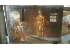 Antico Olio Su Tela Metà 1700