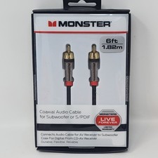 Monster Cavo audio coassiale per subwoofer o S/PDIF. ~Nuovo~ Sigillato.
