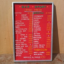 Listino prezzi BAR SPORT con