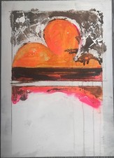 MARIO SCHIFANO - OLIO SU TELA DEGLI ANNI 70 - PAESAGGIO ANEMICO -omaggio