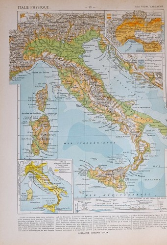 1913 mappa italia fisica - 1913,