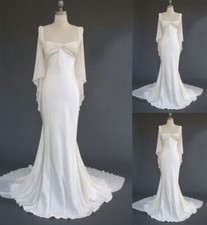 Abiti da sposa a sirena con fiocco manica lunga chiffon vintage elegante abito da sposa