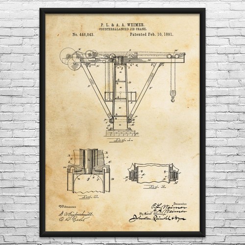 Jib crane patent wall art - jib,