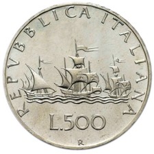 Italia 500 lire caravelle - lire, "caravelle"