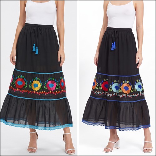 Maxi gonna boho - , ricamata
