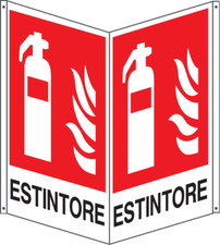 M-ITALY CARTELLO SEGNALETICO BIFACCIALE - ESTINTORE - Alluminio