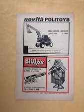 PUBBLICITA' ORIGINALE ADVERTISING MODELLINI ESCAVATORE "POLITOYS" del 1964