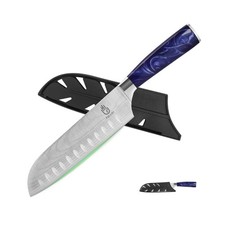 Coltello Fullhi Santoku, coltello giapponese da 7 pollici con guardia, acciai...