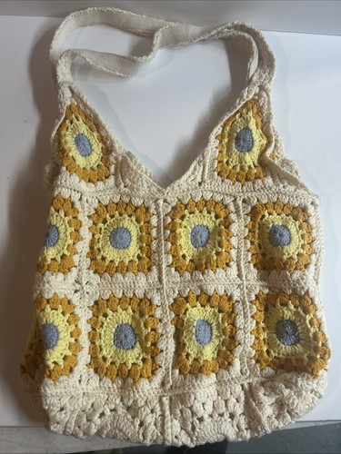 Borsa all uncinetto - borsa, girasole