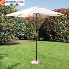 Ombrellone Da Giardino Terrazza Patio TONDO Palo Legno 38cm TOP Bianco ? 250 cm