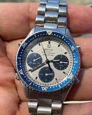 Seiko Quartz Chronograph Sports 100 Paul Newman Dial Ref 7A38-6000 Rare Vintage