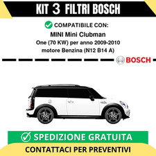 KIT BOSCH 3 Filtri tagliando per MINI Mini Clubman One 70 kw Benzina 2009-2010