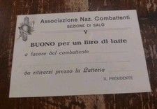 CARTOLINA D'EPOCA ORIGINALE SALO' BUONO PER UN LITRO DI LATTE COMBATTENTI