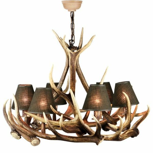 Lampadario con vere corna - , di