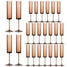 24 Pack Acrylic Amber Champagne Glasses Dark Orange Wine Glasses Terracotta C...