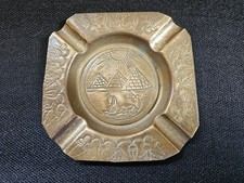Vintage Brass Egyptian Ashtray Pyramids Sphinx Cigarette Smoking Ancient Egypt