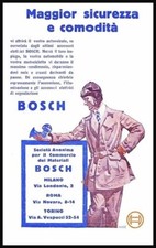 PUBBLICITA' 1931 BOSCH PRODOTTI AUTO MOTO  AUTISTA ACCESSORI ELETTRICI BATTERIA 
