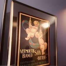 Manifesto Pubblicitario Originale  Vermouth Bianco Schiavoni Vellani Marchi 1922