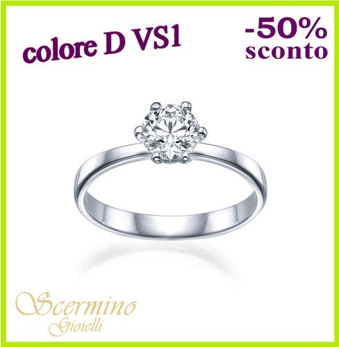 Anello solitario oro - solitario, bianco