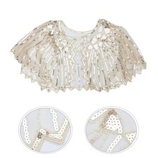 corta con scialle corto in rete con paillettes, scialle vintage con