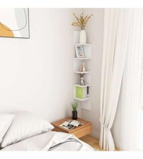 Scaffale Angolare da Parete Bianco 20x20x127,5cm in Multistrato