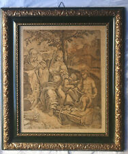 Incisione antica bulino Sacra Famiglia Raffaello Sanzio Rasciotti Jacopo Bassano