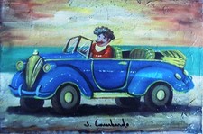 OLIO SU TELA SALVO LOMBARDO "macchina" INTROVABILE TOP QUALITY